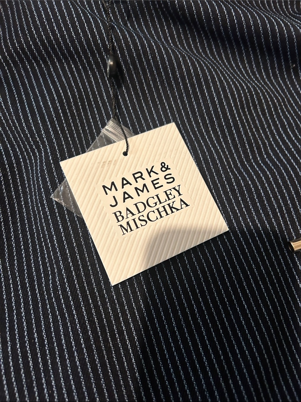 Mark & James Badgley Mischka Navy Pinstripe A-Line Skirt with Side Tie Size 3XL - Picture 8 of 8